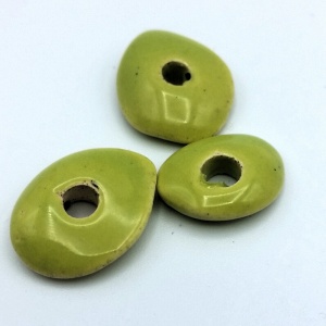 6 x Greek ceramic beads flat donught 15x8mm - green